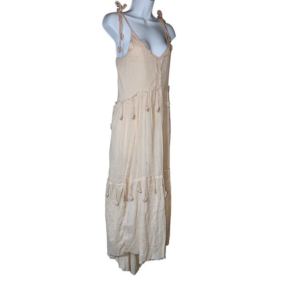 Z&L Anthropologie Maxi Dress Blush Pink Womens Size Medium Boho Tan - Picture 1 of 9